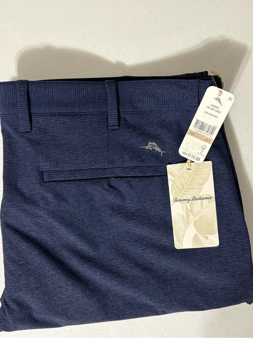 Tommy Bahama short Men's 42 LG Navy Performance Lightweight UPF 30+ elegant NWT